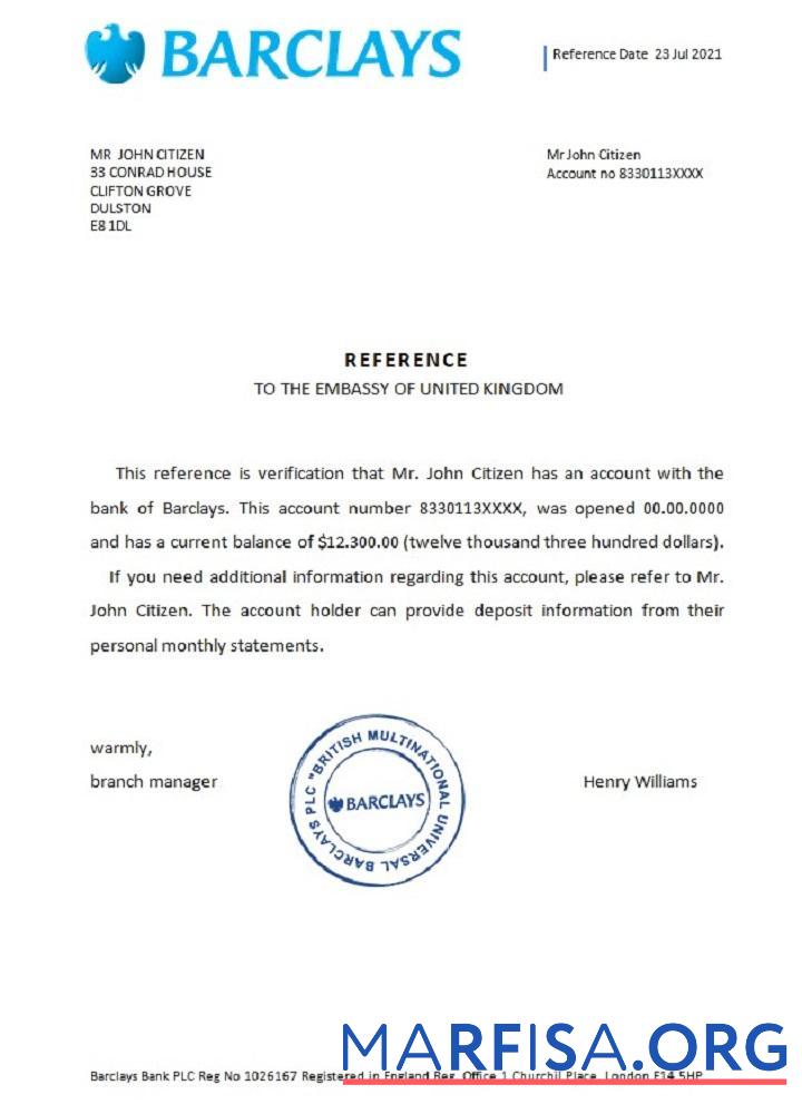 Printable United Kingdom Barclays reference download for verification